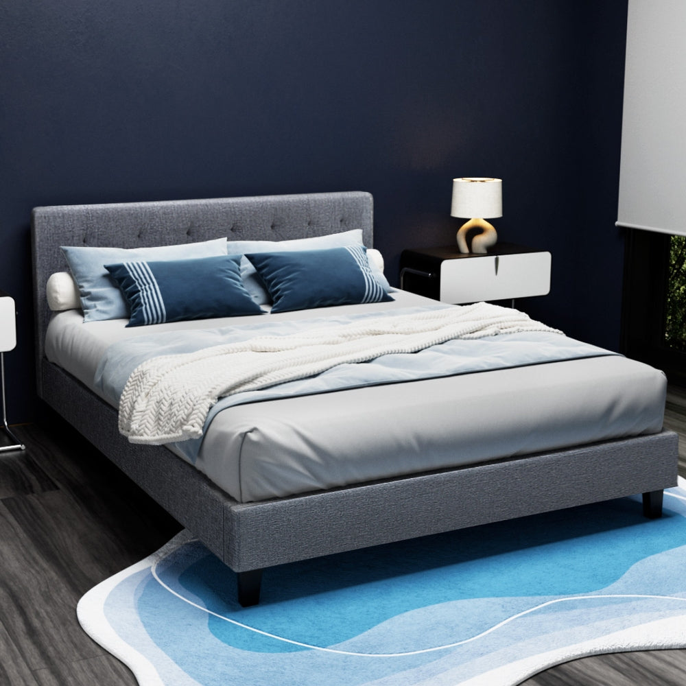 Bed Frame Double Size Grey VANKE By Artiss