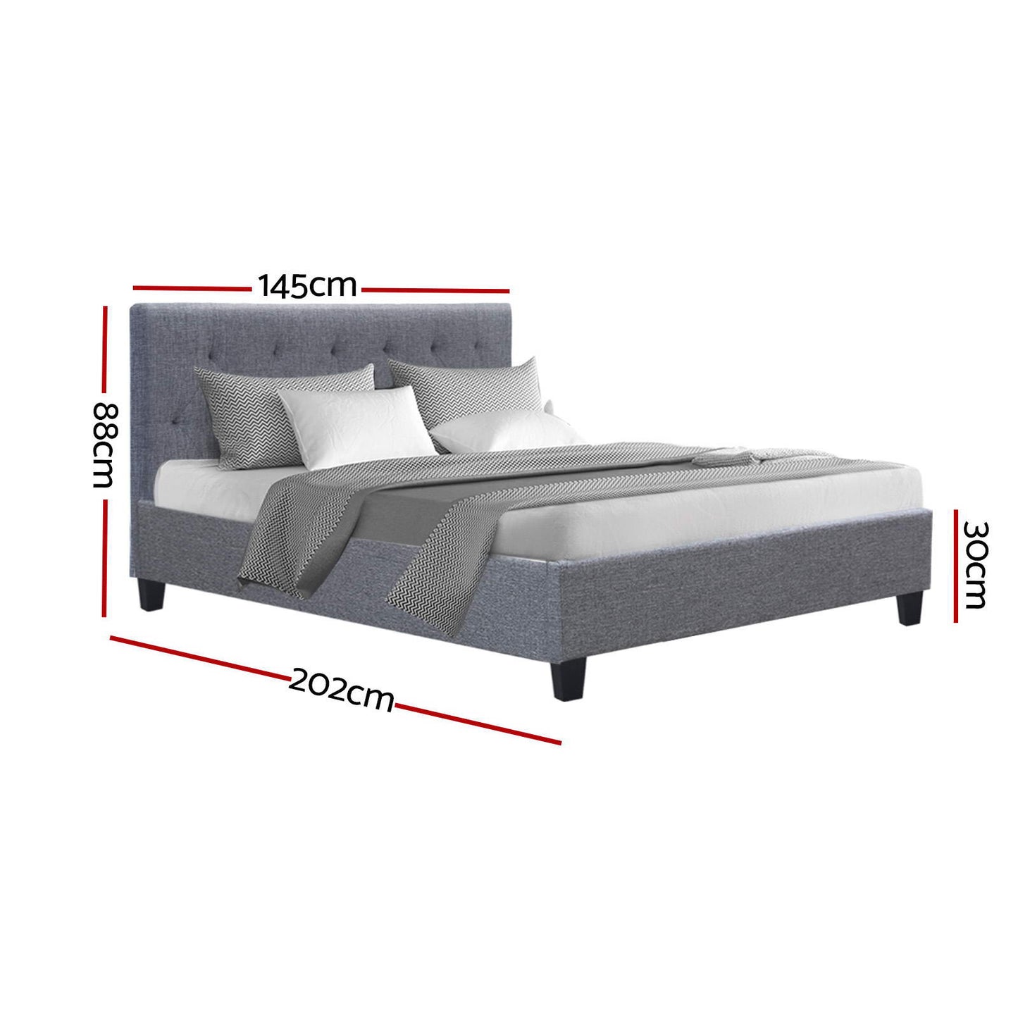 Bed Frame Double Size Grey VANKE By Artiss