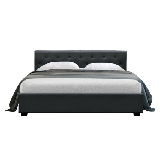 Bed Frame Queen Size Gas Lift Charcoal VILA By Artiss