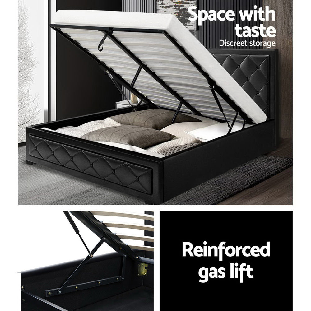 Bed Frame Queen Size Gas Lift Black TIYO By Artiss