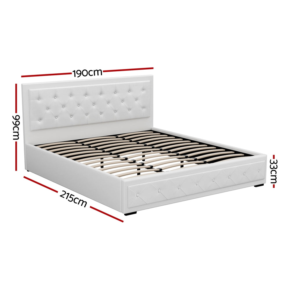 Bed Frame King Size Gas Lift White TIYO By Artiss
