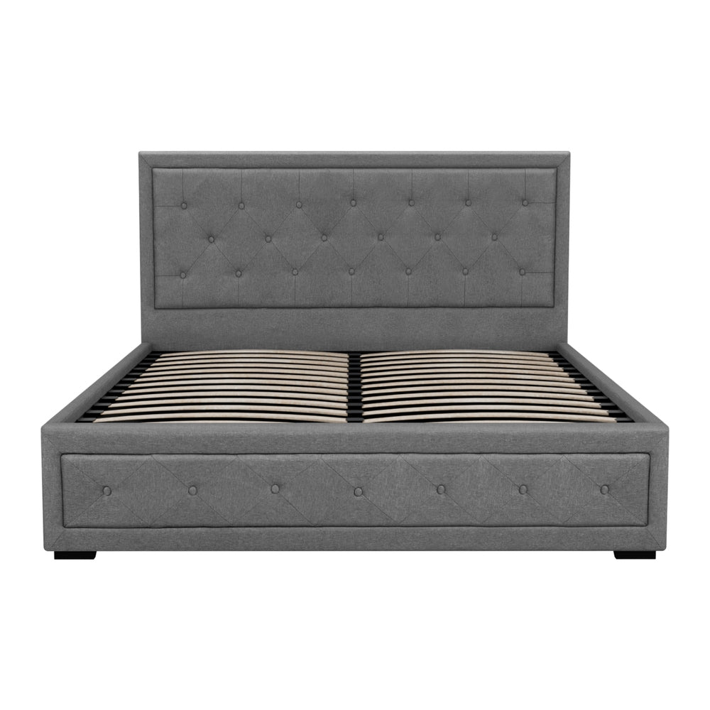 Bed Frame Queen Size Gas Lift Grey TIYO By Artiss