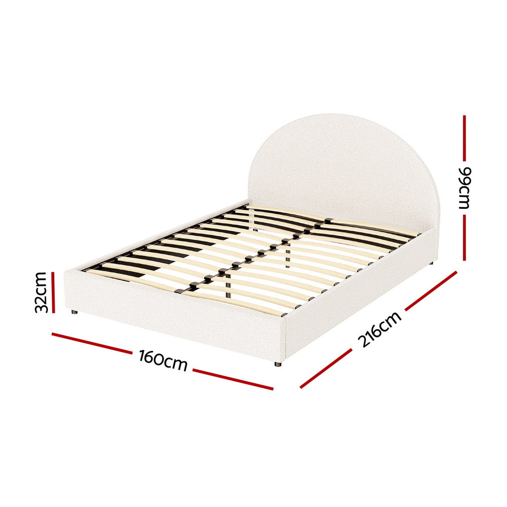 Bed Frame Gas Lift Strorage Beds Base Platform Boucle Fabric Queen ELLA By Artiss