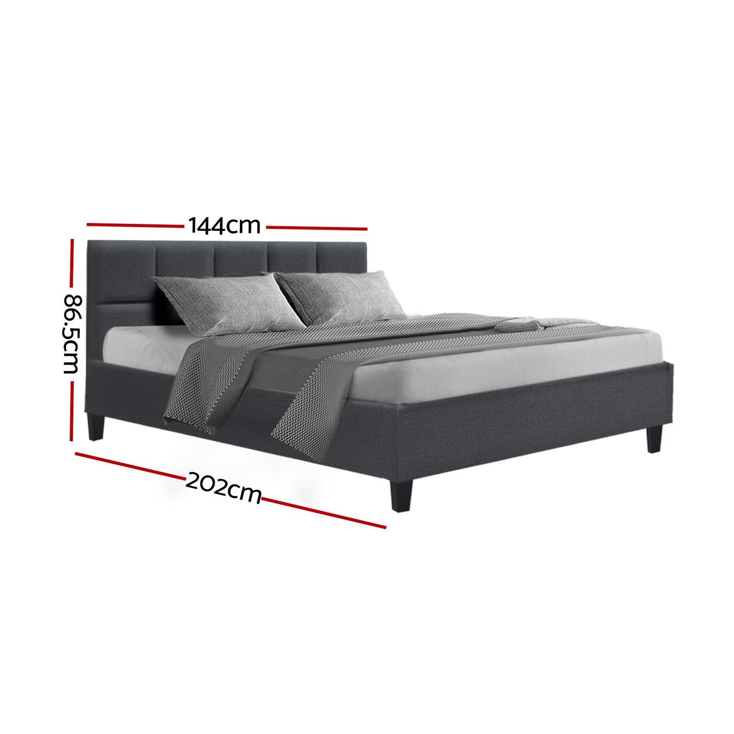 Bed Frame Double Size Charcoal TINO By Artiss