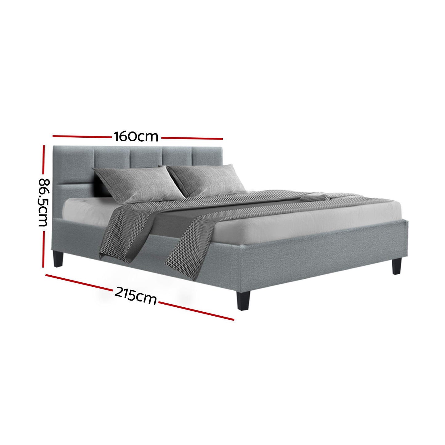 Bed Frame Queen Size Grey TINO By Artiss