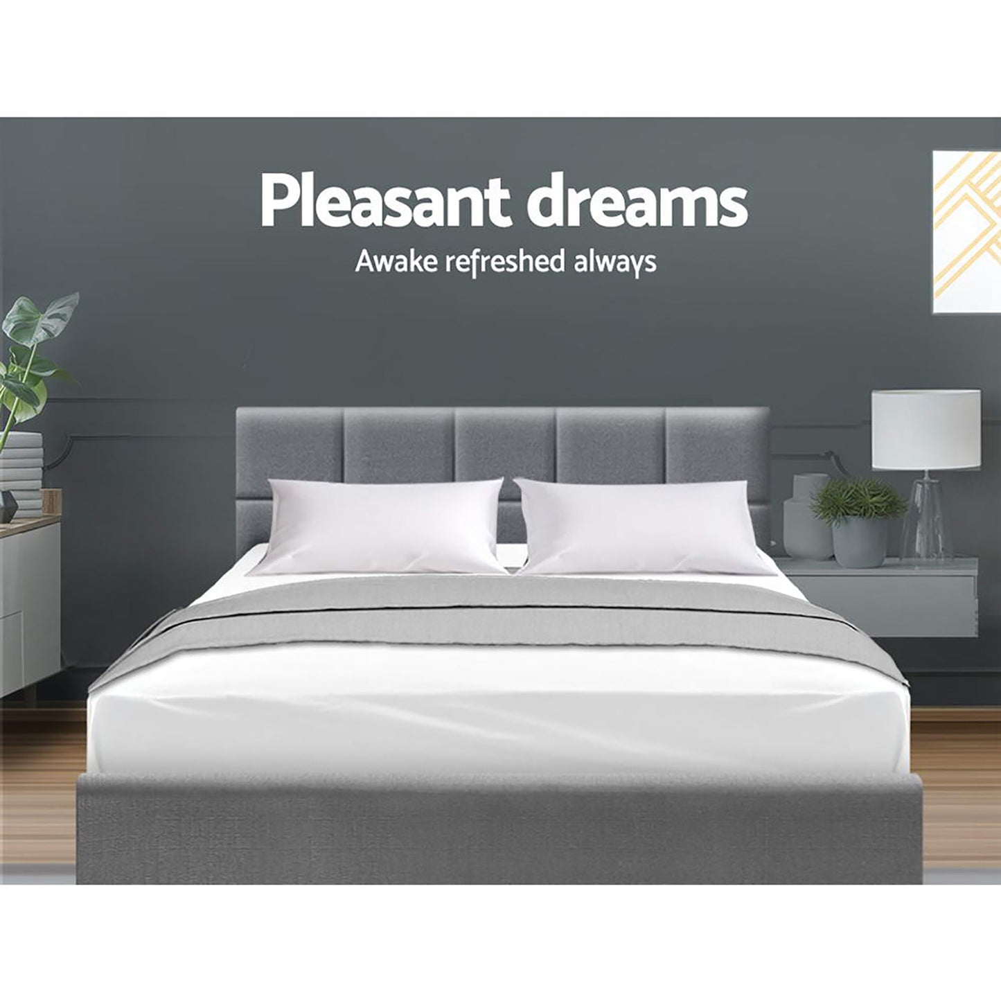 Bed Frame Queen Size Grey TINO By Artiss