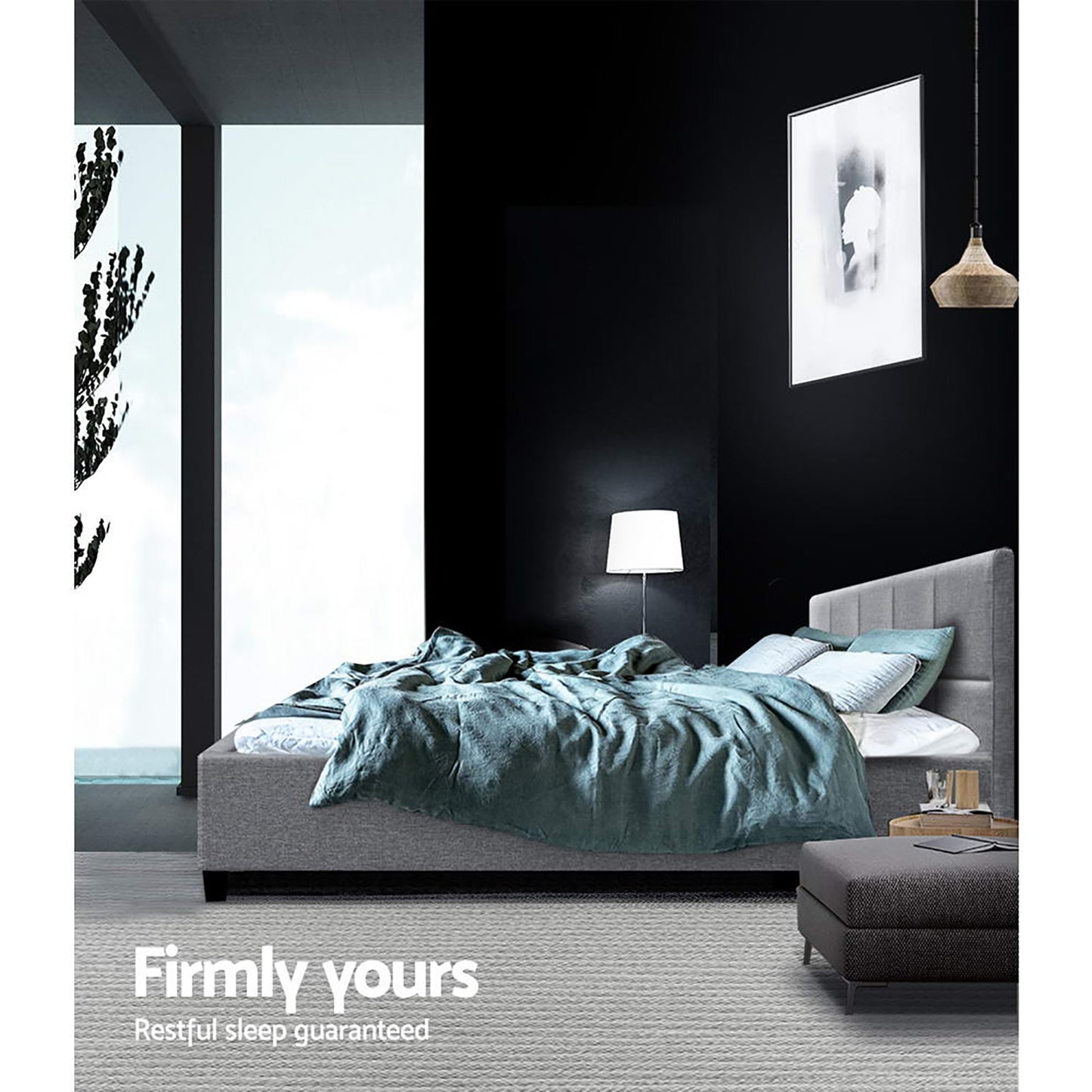 Bed Frame Queen Size Grey TINO By Artiss
