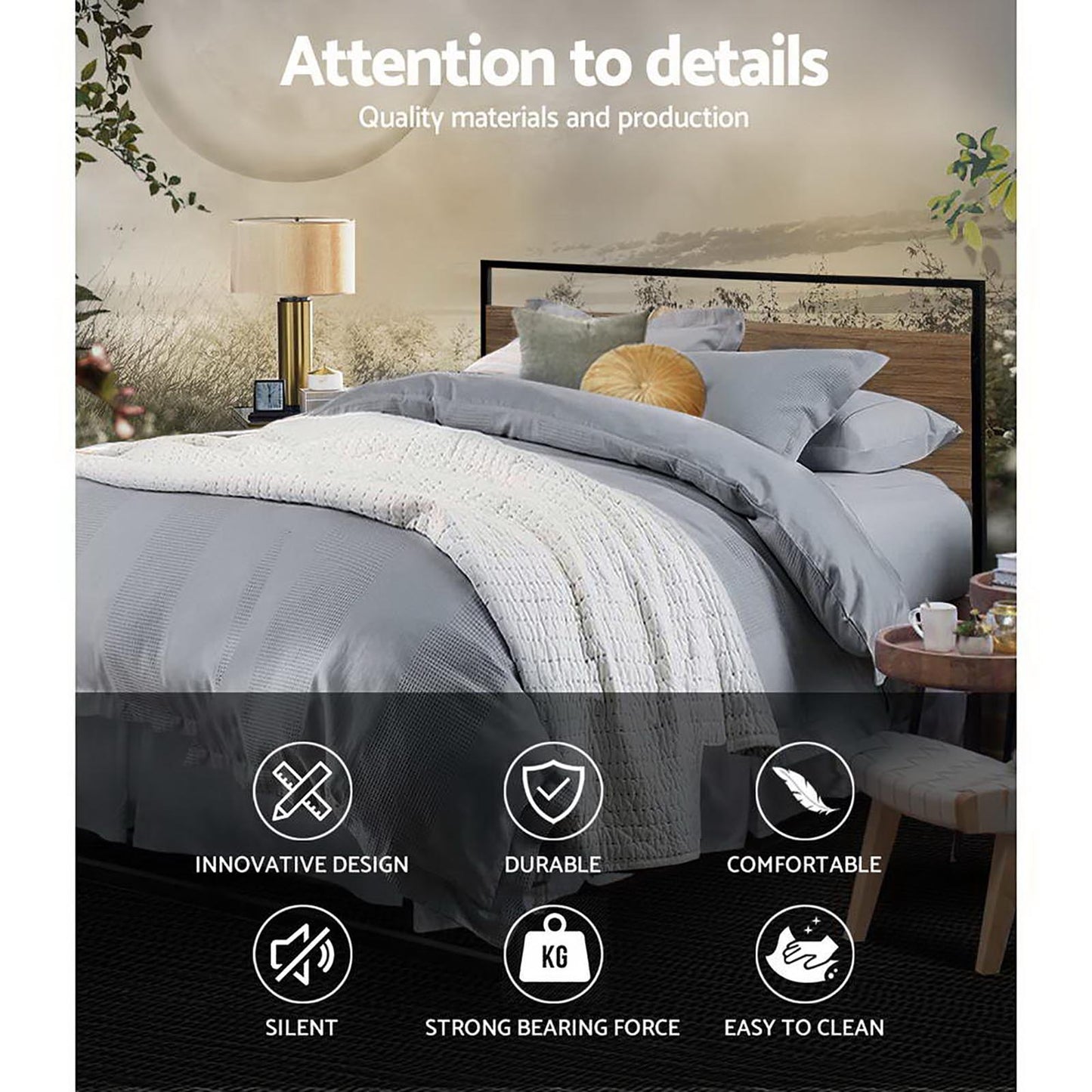 Bed Frame Double Size Metal Bed Frame DANE By Artiss