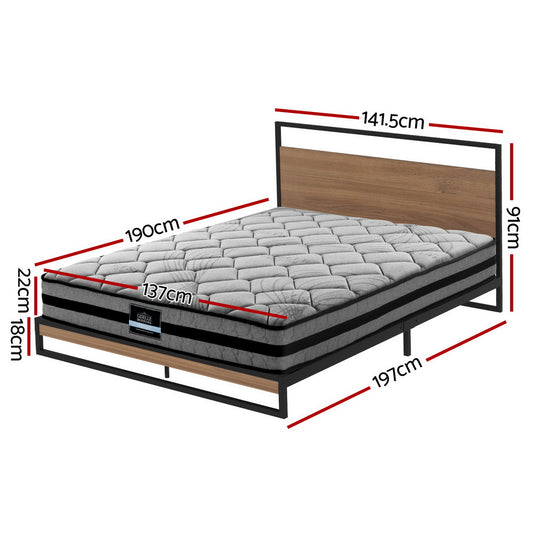 Metal Bed Frame Double Size Beds Platform with Mattress By Artiss