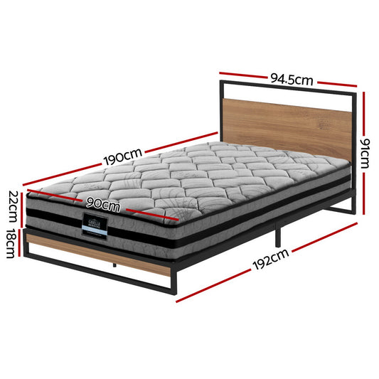 Metal Bed Frame Single Size Beds Platform with Mattress By Artiss