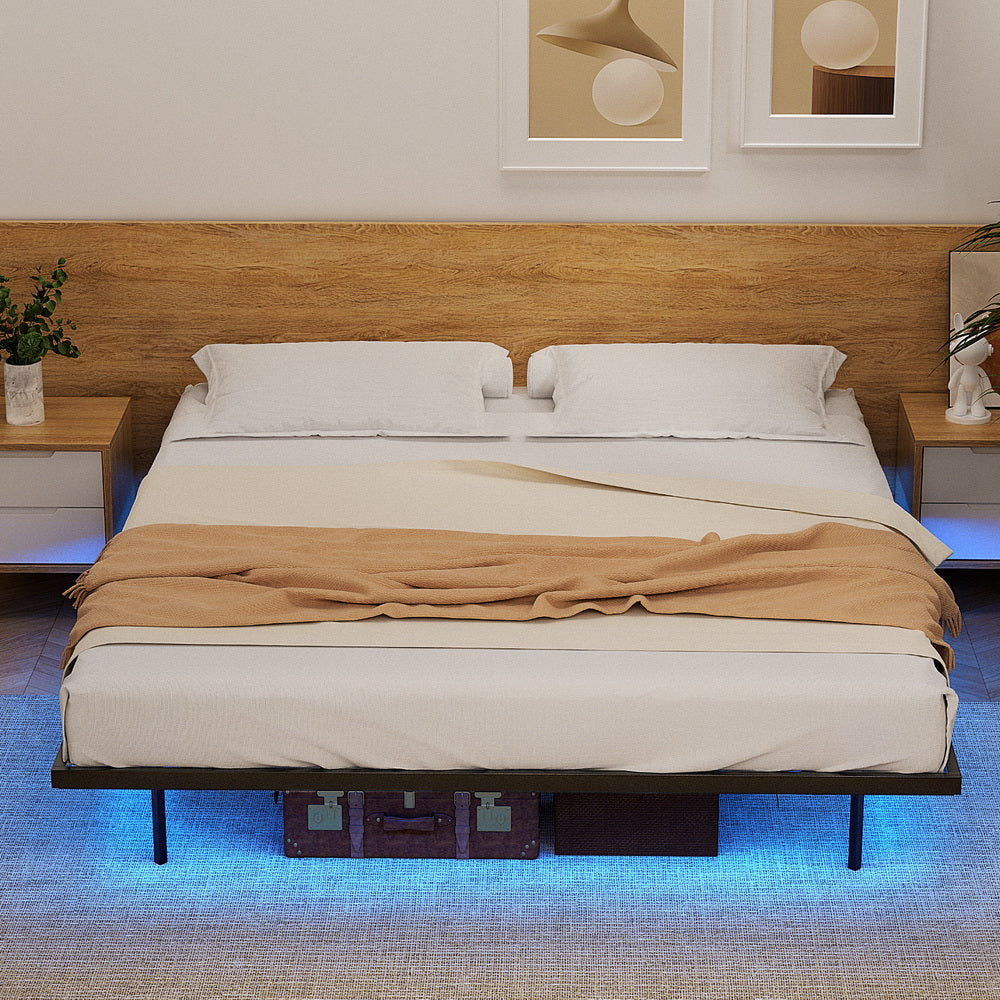 King Bed Frame,Floating Metal Bed Frame with Smart LED Lights - Sturdy Metal Platform Bed Base, Silent Design, Tool-Free Assembly, 300KG Capacity for Home/Hotel/Master Bedroom By Artiss