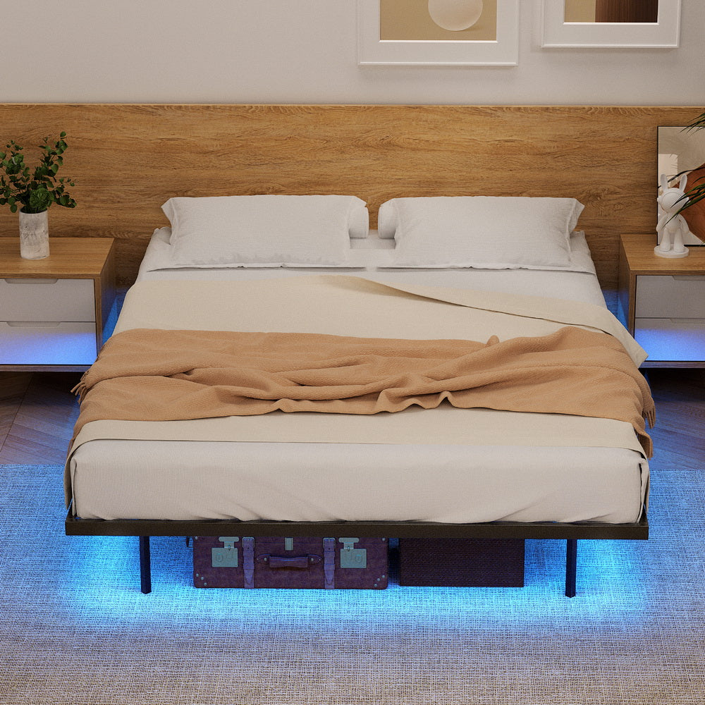 Queen Bed Frame,Floating Metal Bed Frame with Smart LED Lights - Sturdy Metal Platform Bed Base, Silent Design, Tool-Free Assembly, 300KG Capacity for Home/Hotel/Master Bedroom? By Artiss