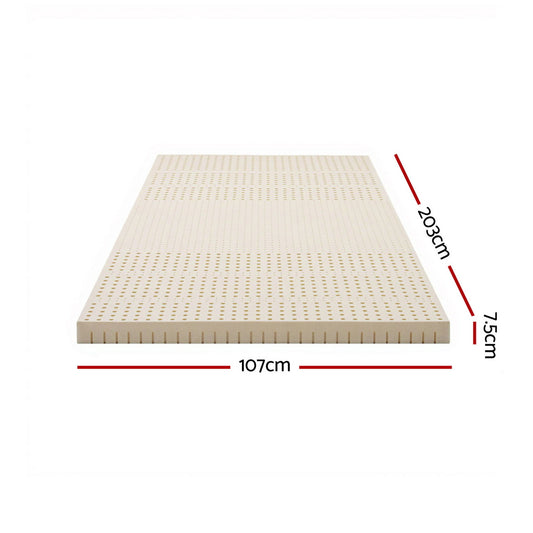 Giselle Bedding Latex Mattress Topper 7.5cm King Single