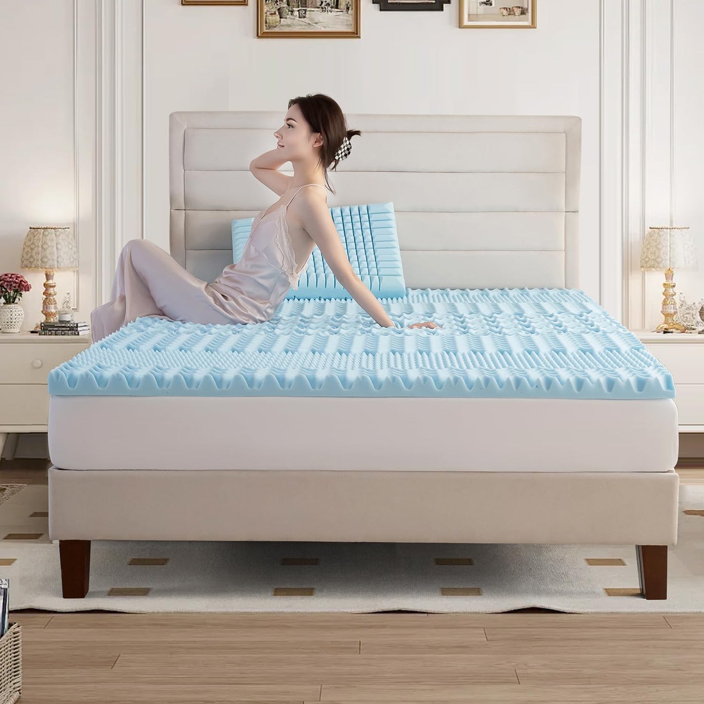 Single Memory Foam Mattress Topper 7-Zone Bamboo Cover Breathable
