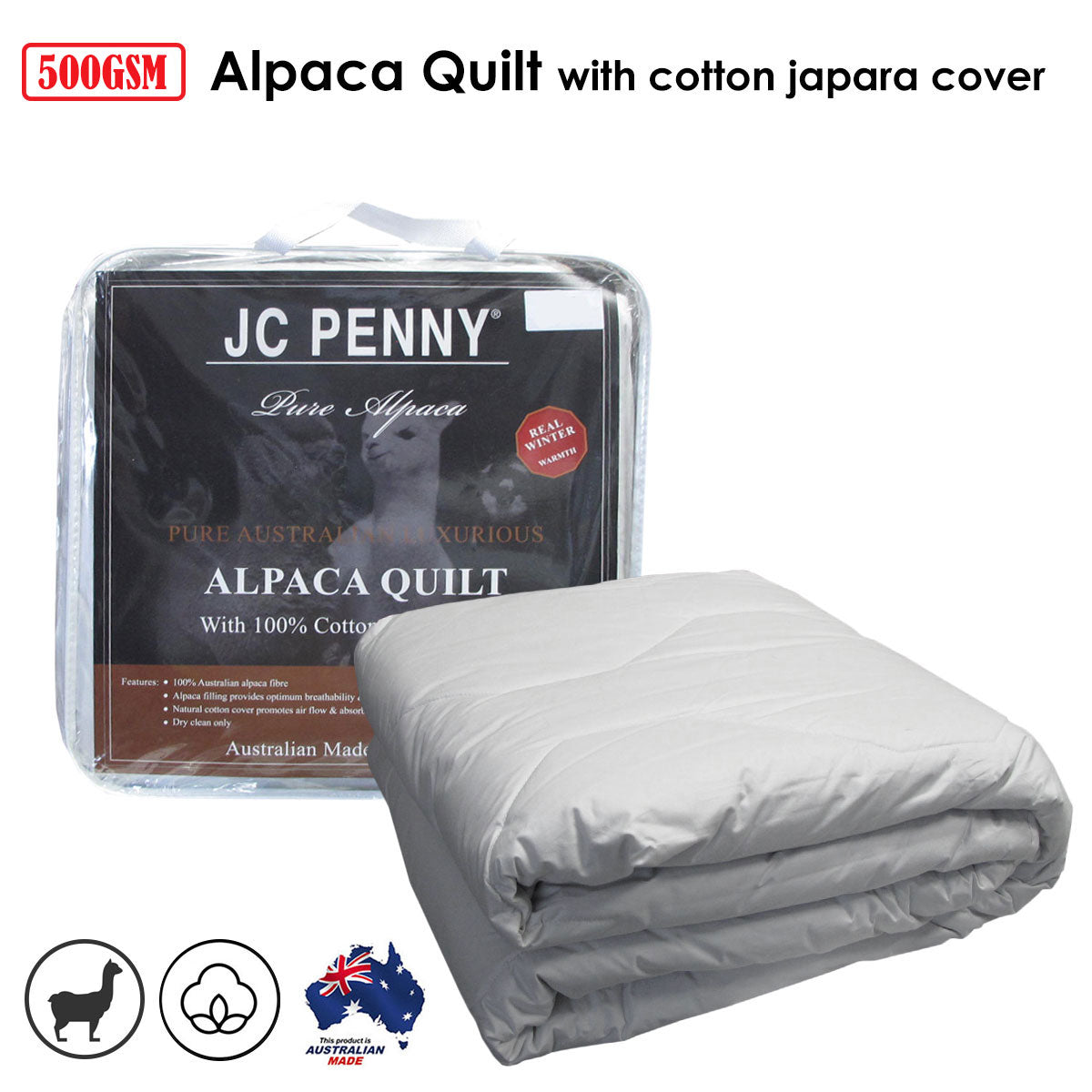 500GSM Alpaca Quilt with Cotton Japara Cover - Queen