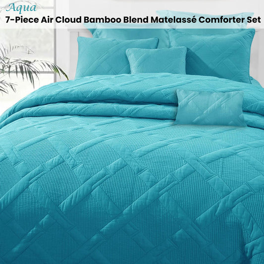 Ramesses Aqua 7- Piece Air Cloud Bamboo Blend Matelasse Comfort Set Queen