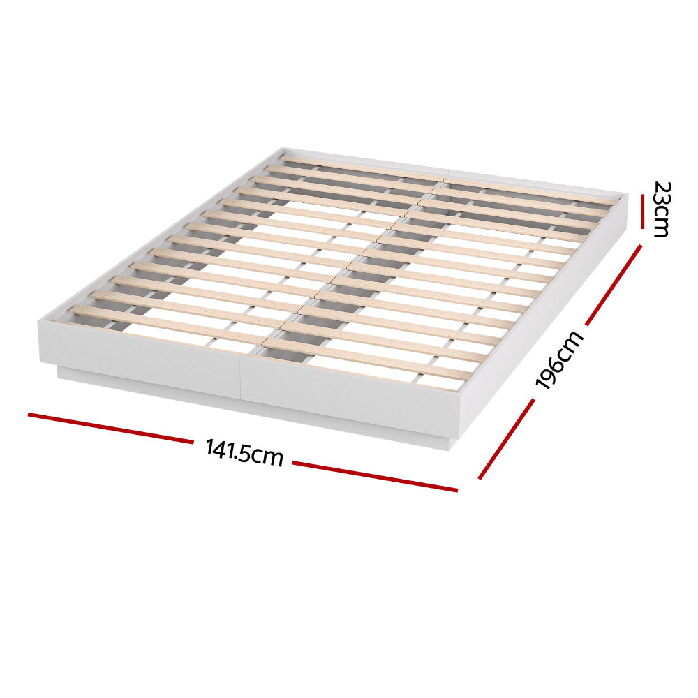 Double Bed Frame with 16Colour Led Light Wooden Platform Bed Base DAYGLOW By Artiss