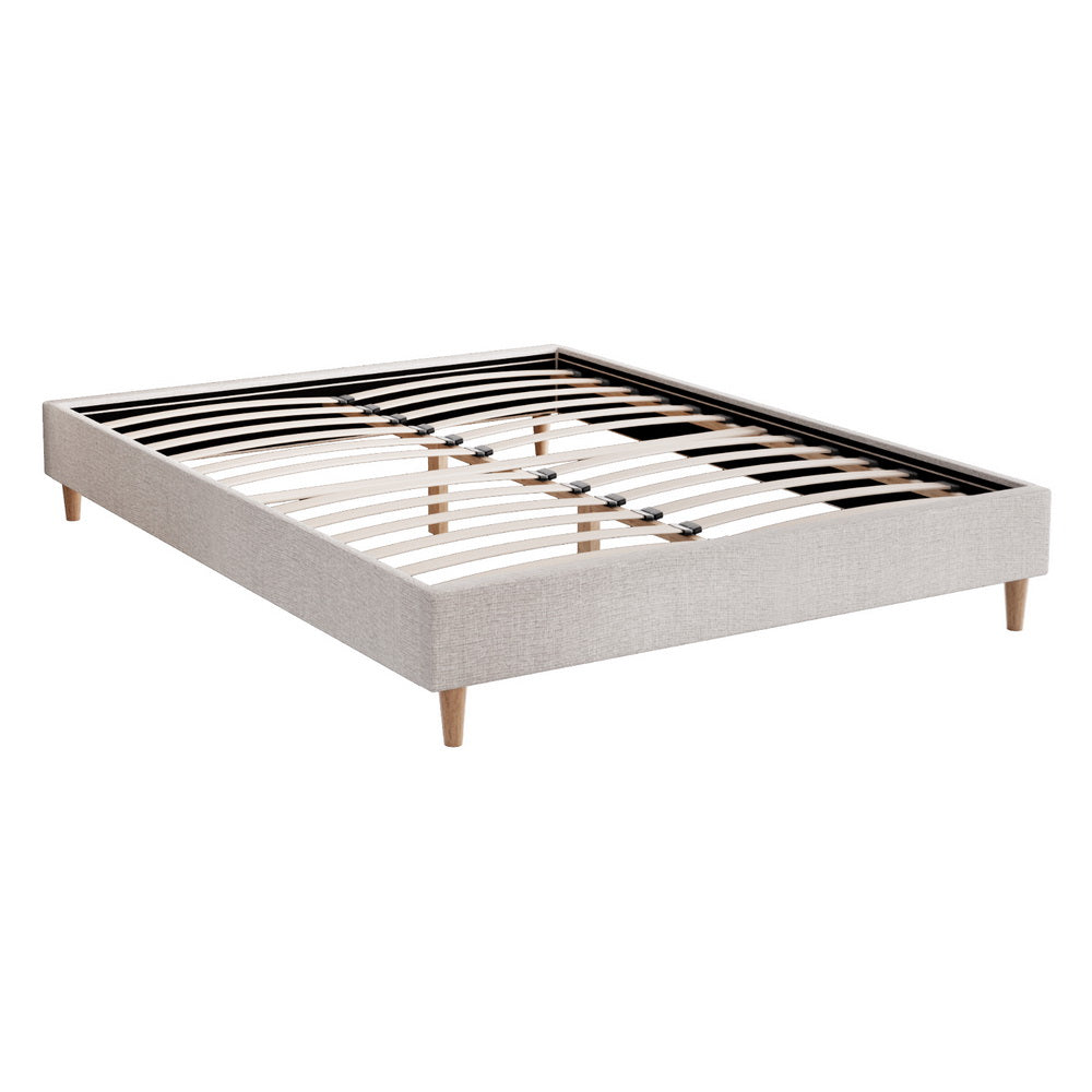 Bed Frame Queen Size Beige ZORA By Artiss