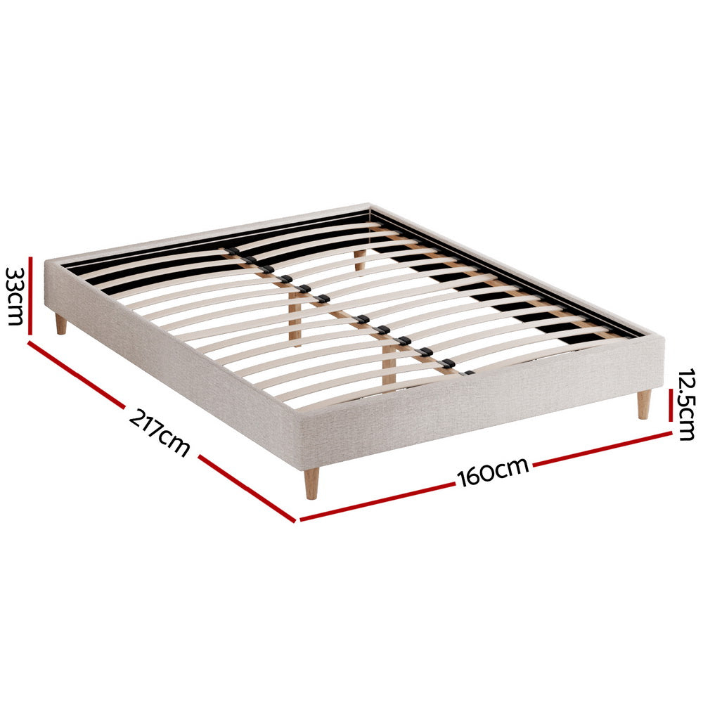 Bed Frame Queen Size Beige ZORA By Artiss