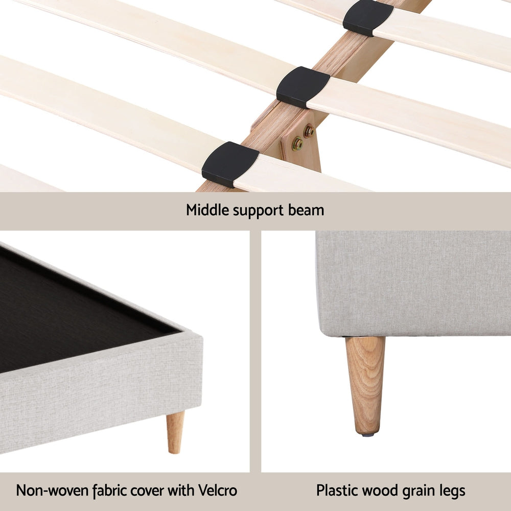Bed Frame Queen Size Beige ZORA By Artiss