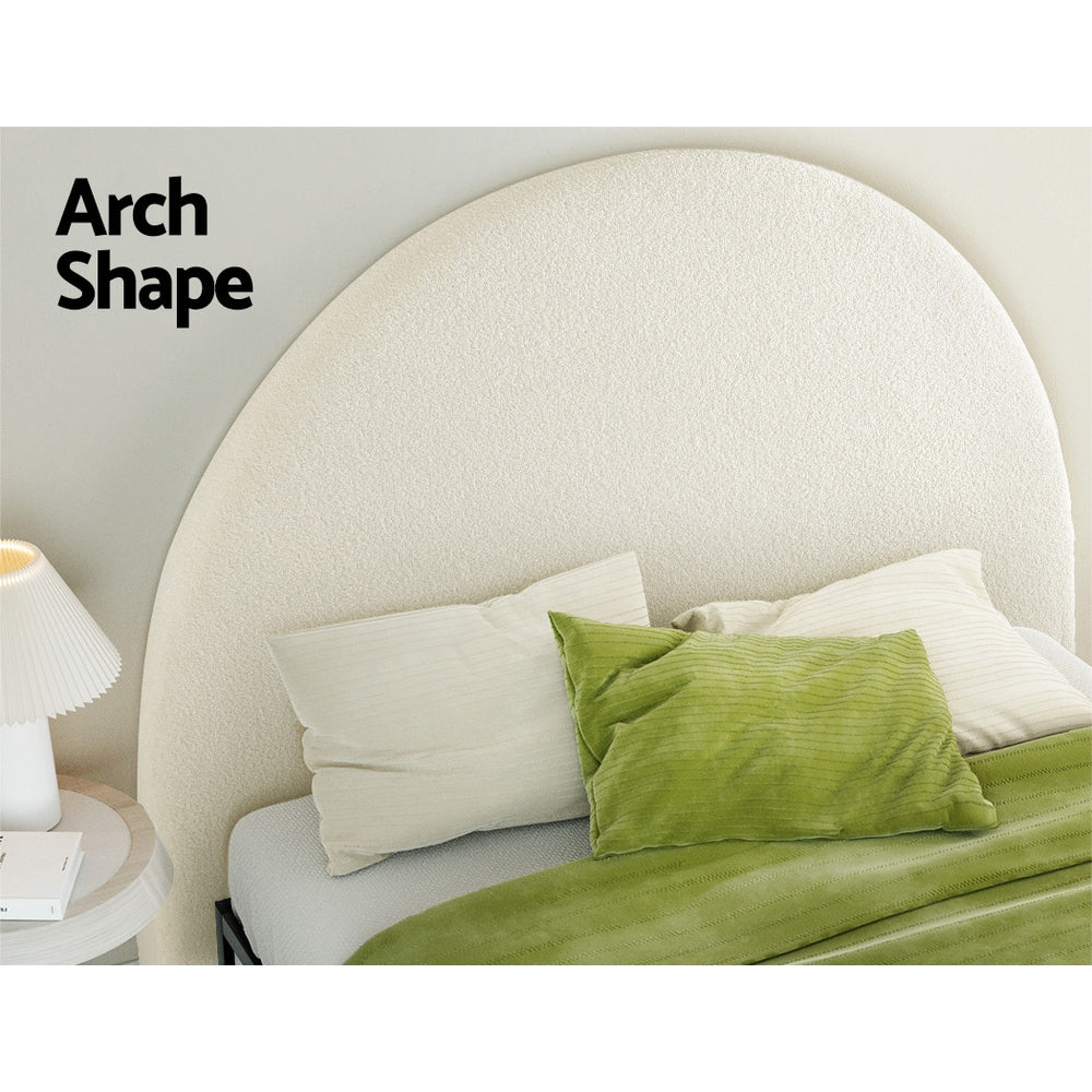 Bed Head Headboard Bed Frame Double Boucle - GREI White By Artiss