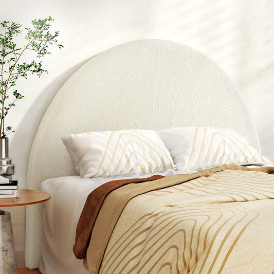 Bed Head Headboard Bed Frame Double Boucle - GREI White By Artiss