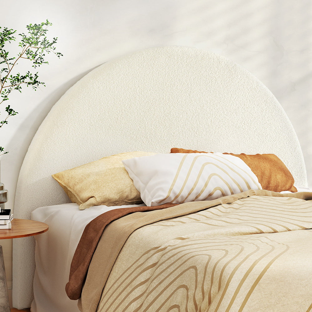 Bed Head Headboard Bed Frame Queen Boucle - GREI White By Artiss