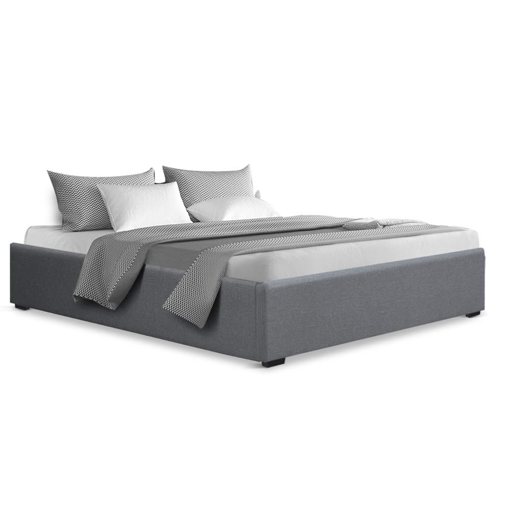 Bed Frame Queen Size Gas Lift Base Grey TOKI By Artiss