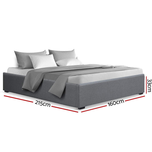 Bed Frame Queen Size Gas Lift Base Grey TOKI By Artiss