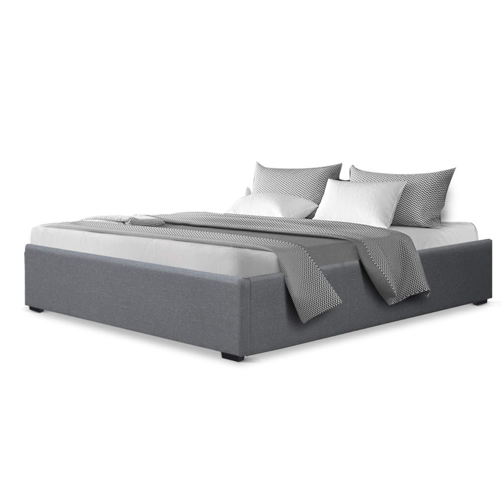 Bed Frame Queen Size Gas Lift Base Grey TOKI By Artiss