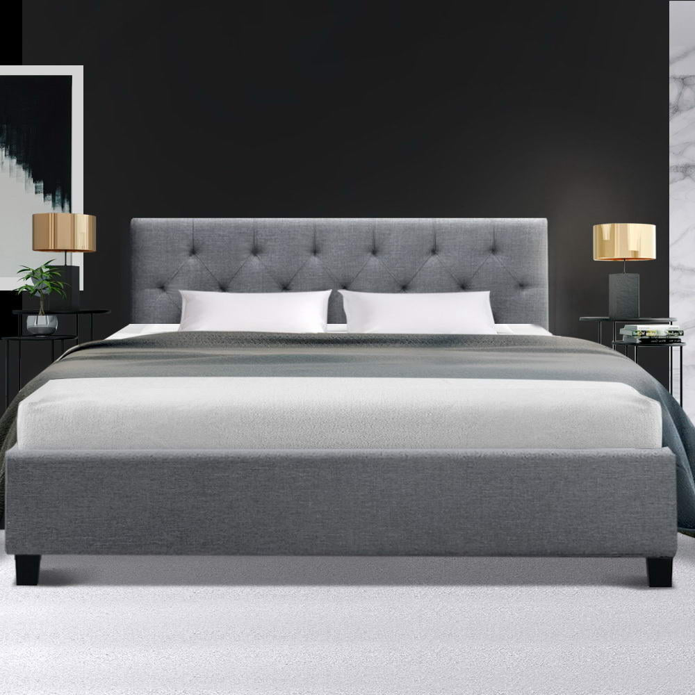 Bed Frame Double Size Grey VANKE By Artiss