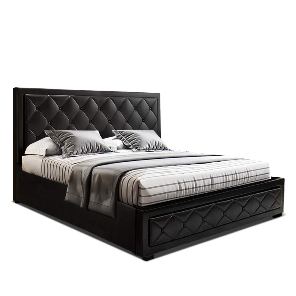 Bed Frame Queen Size Gas Lift Black  TIYO By Artiss