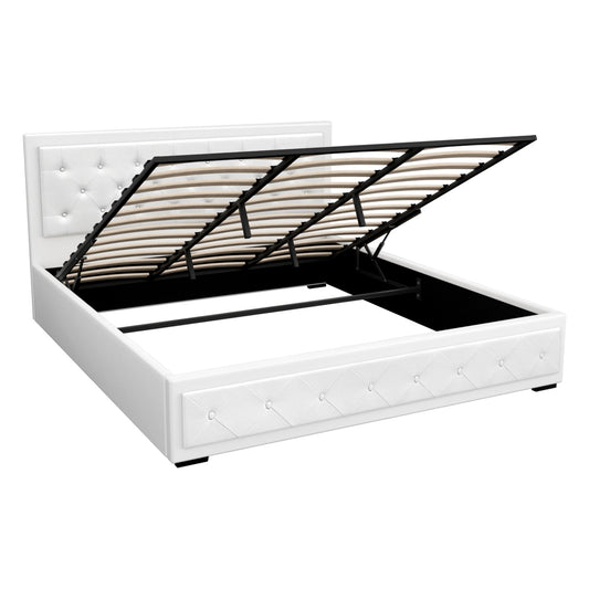 Bed Frame King Size Gas Lift White TIYO By Artiss