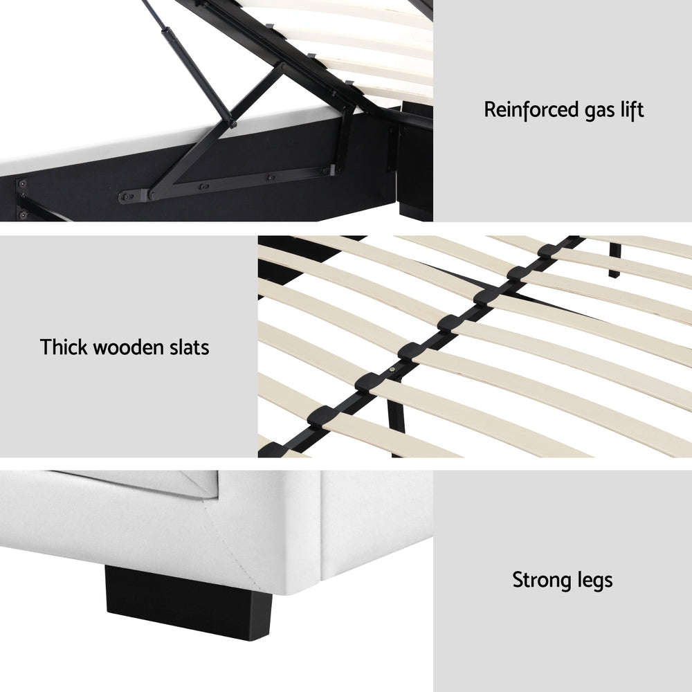 Bed Frame King Size Gas Lift White TIYO By Artiss