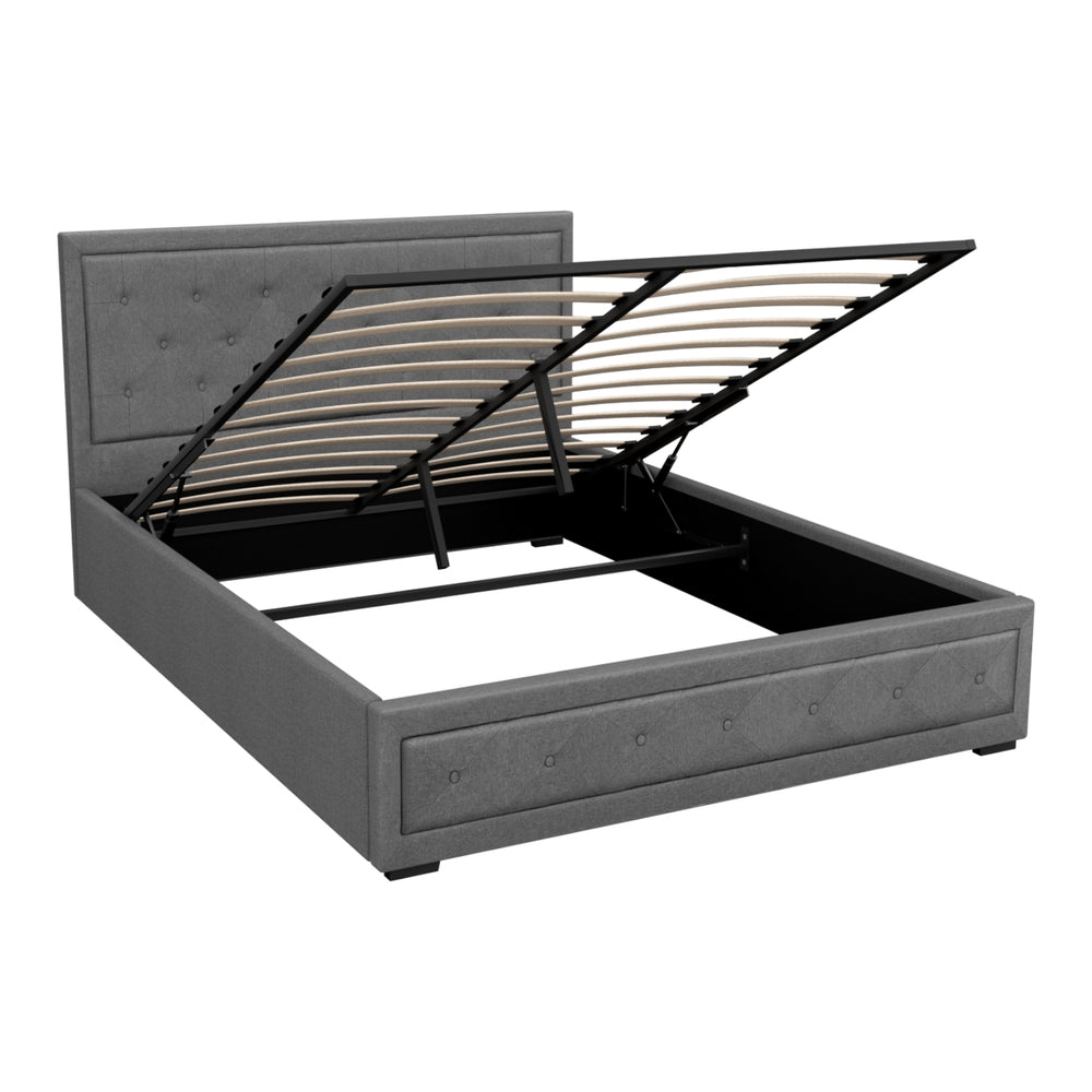 Bed Frame Queen Size Gas Lift Grey TIYO By Artiss