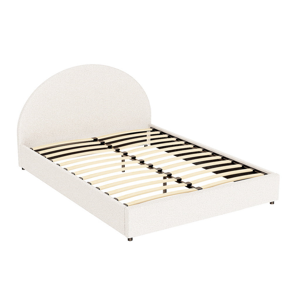 Bed Frame Gas Lift Strorage Beds Base Platform Boucle Fabric Double ELLA By Artiss