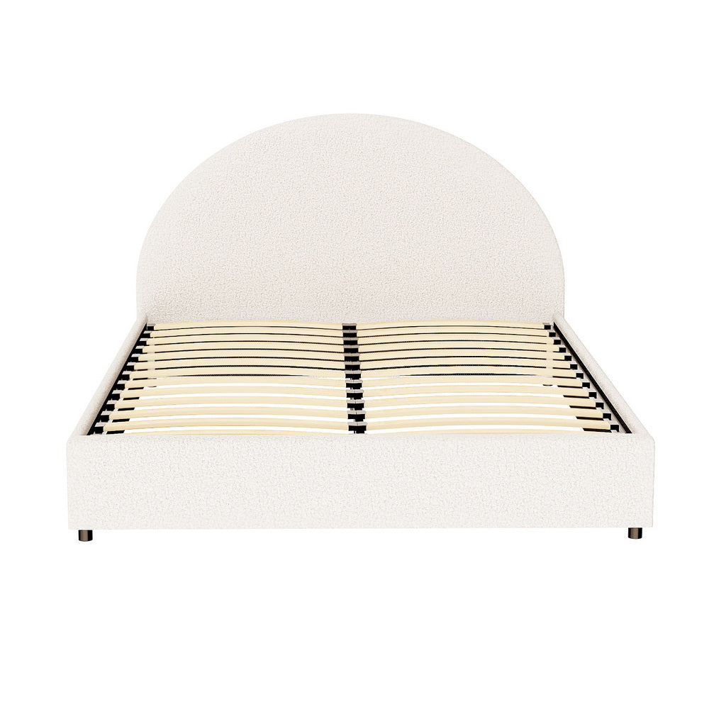 Bed Frame Gas Lift Strorage Beds Base Platform Boucle Fabric Double ELLA By Artiss