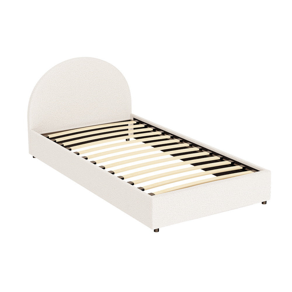 Bed Frame Gas Lift Strorage Beds Base Platform Boucle Fabric King Single ELLA By Artiss