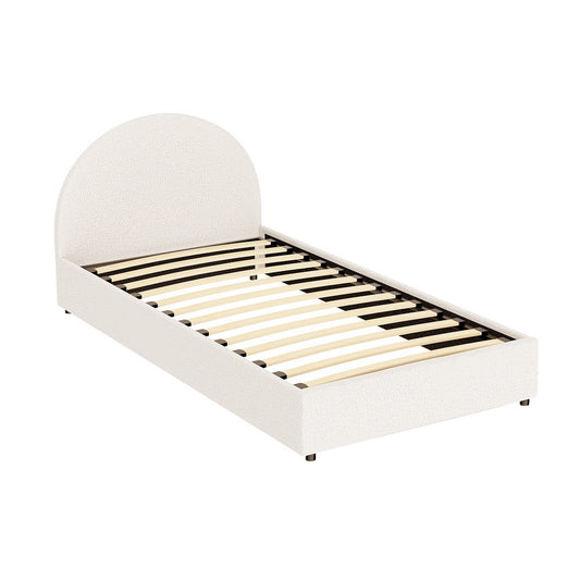 Bed Frame Gas Lift Strorage Beds Base Platform Boucle Fabric King Single ELLA By Artiss
