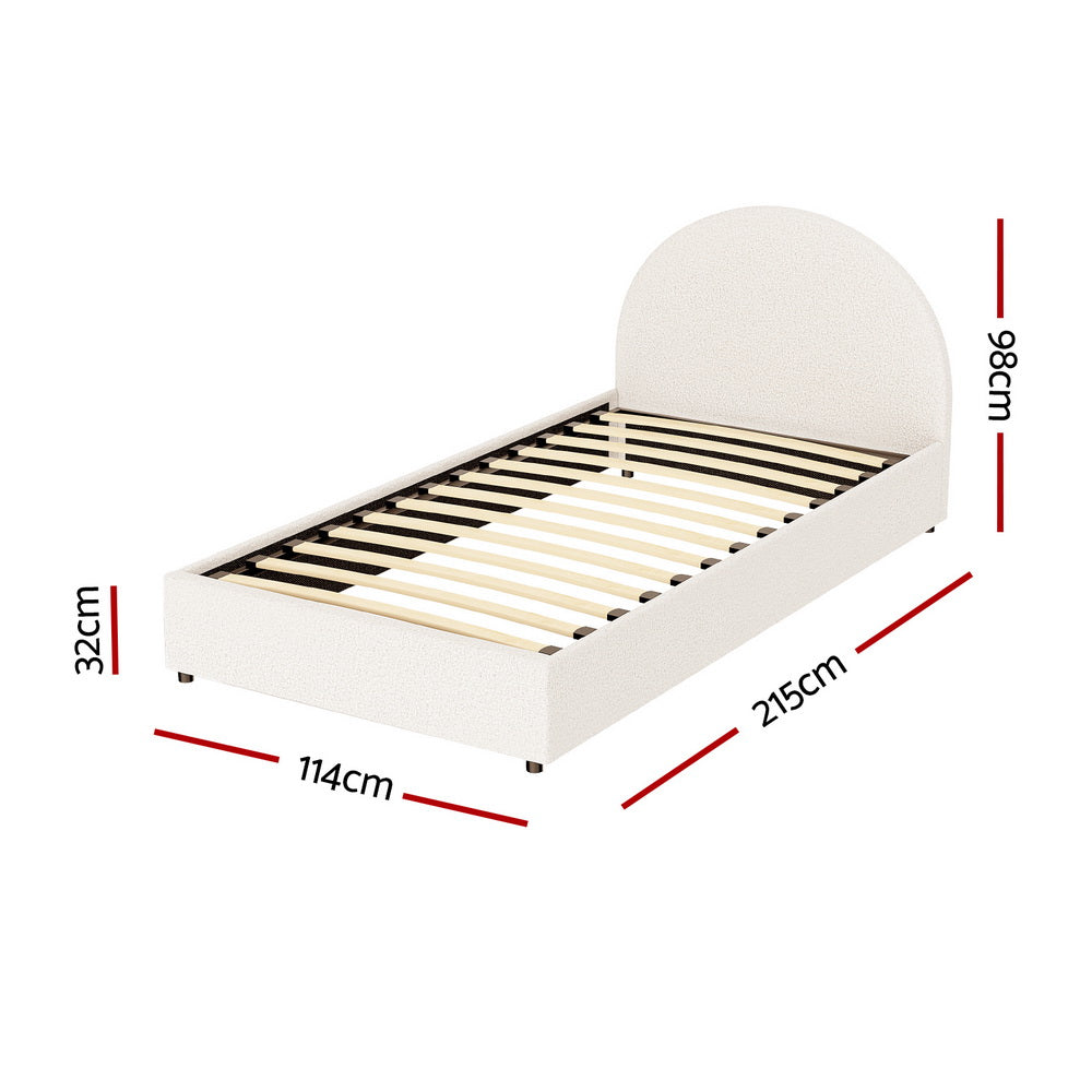Bed Frame Gas Lift Strorage Beds Base Platform Boucle Fabric King Single ELLA By Artiss