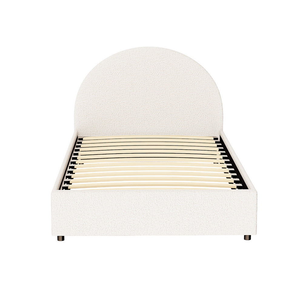 Bed Frame Gas Lift Strorage Beds Base Platform Boucle Fabric King Single ELLA By Artiss
