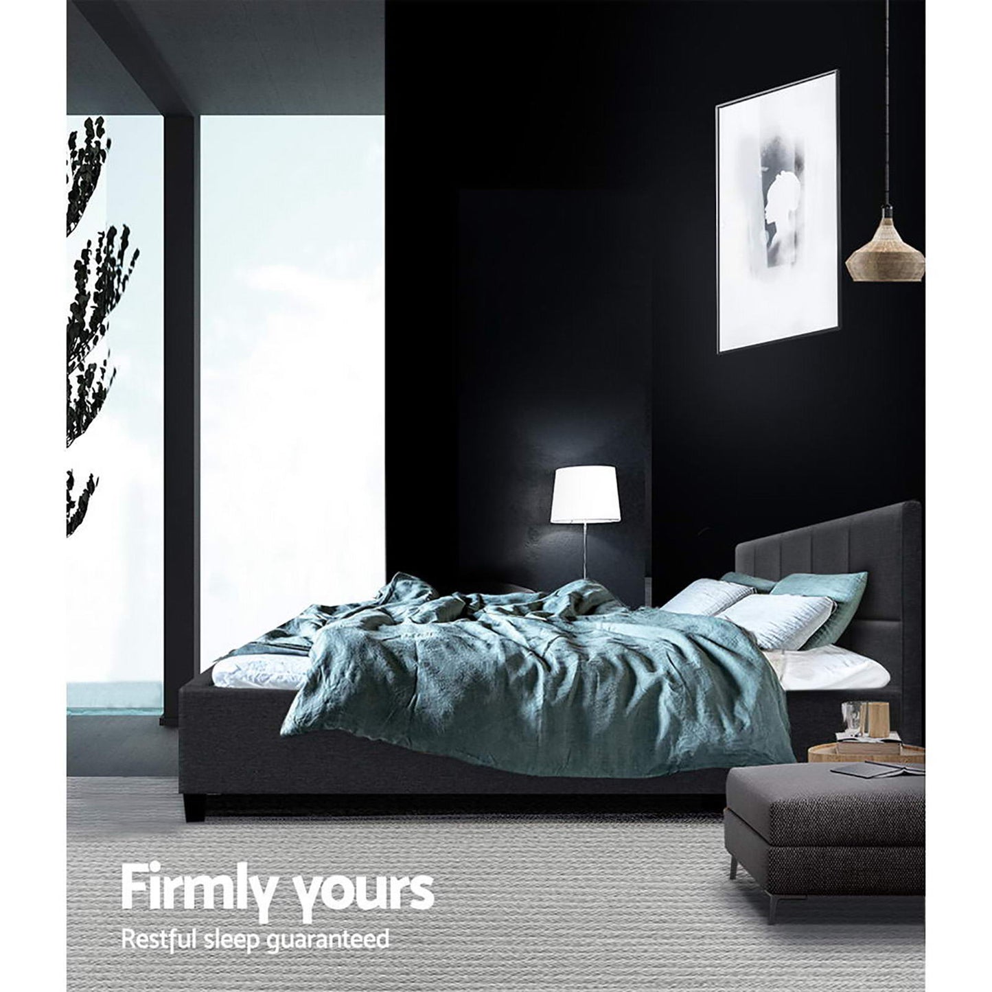Bed Frame Double Size Charcoal TINO By Artiss