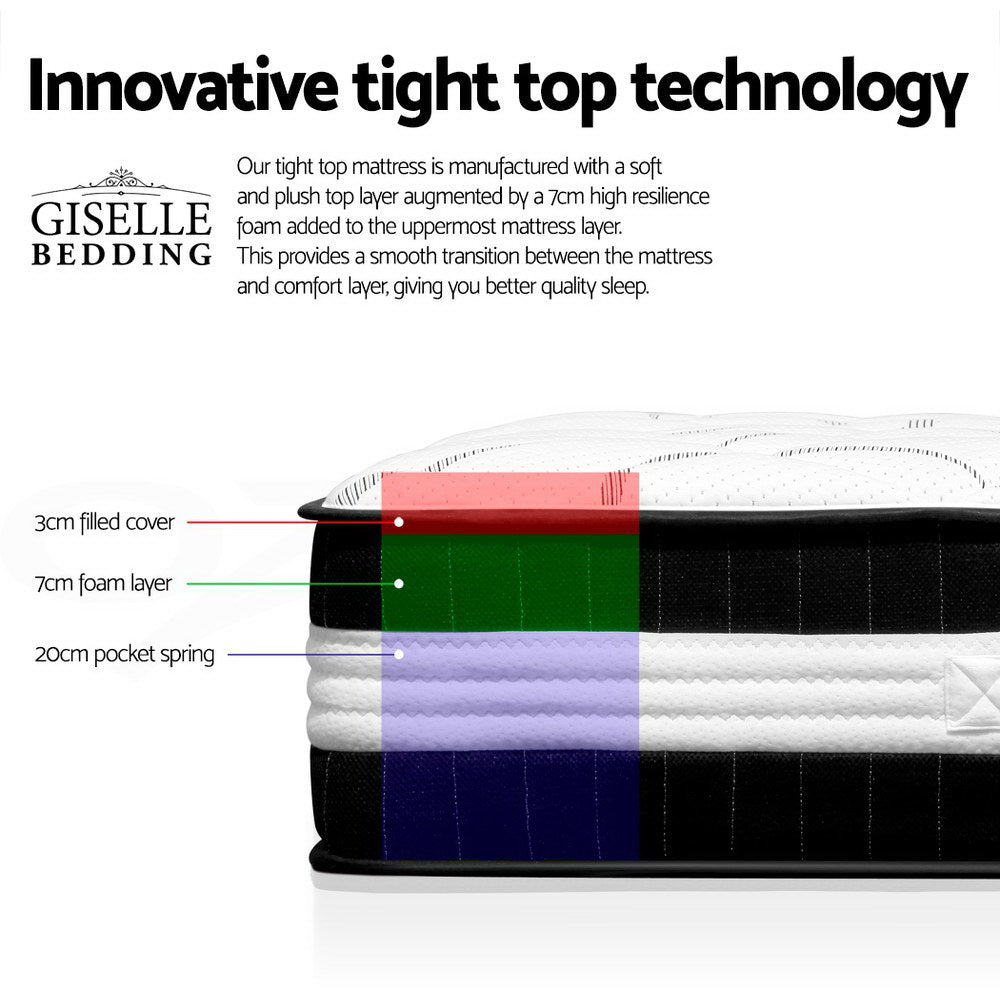 Bedding 30cm Mattress Medium Firm Queen By Giselle