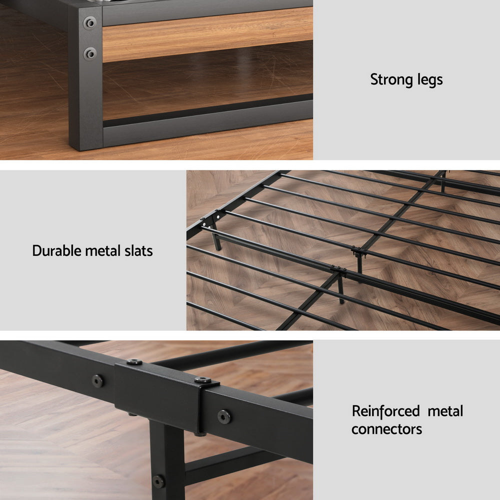 Metal Bed Frame King Single Size Beds Platform with Mattress By Artiss