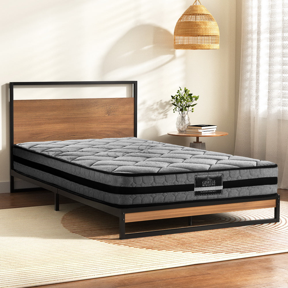 Metal Bed Frame King Single Size Beds Platform with Mattress By Artiss