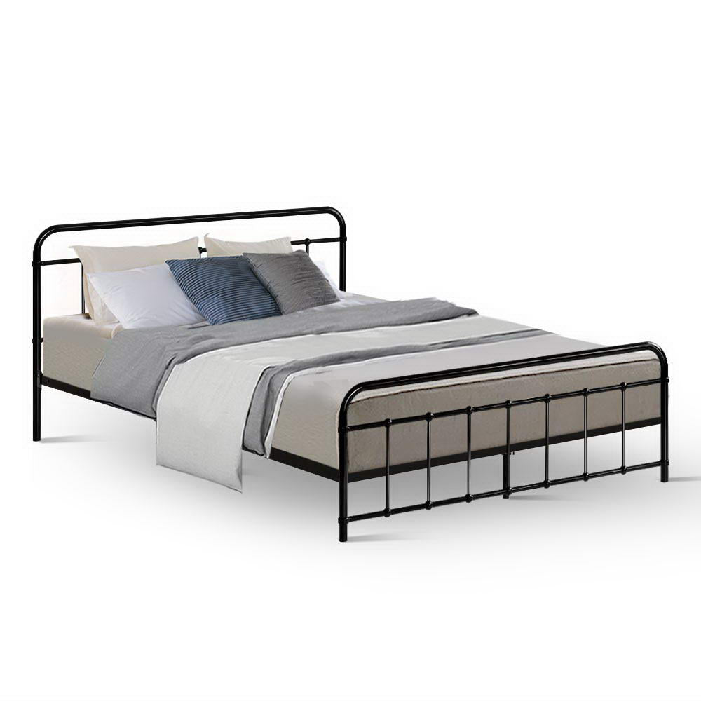 Bed Frame Metal Bed Frame LEO - Queen (Black) By Artiss