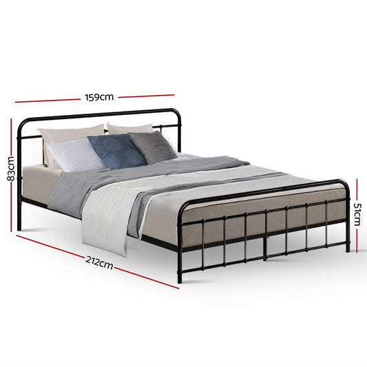 Bed Frame Metal Bed Frame LEO - Queen (Black) By Artiss