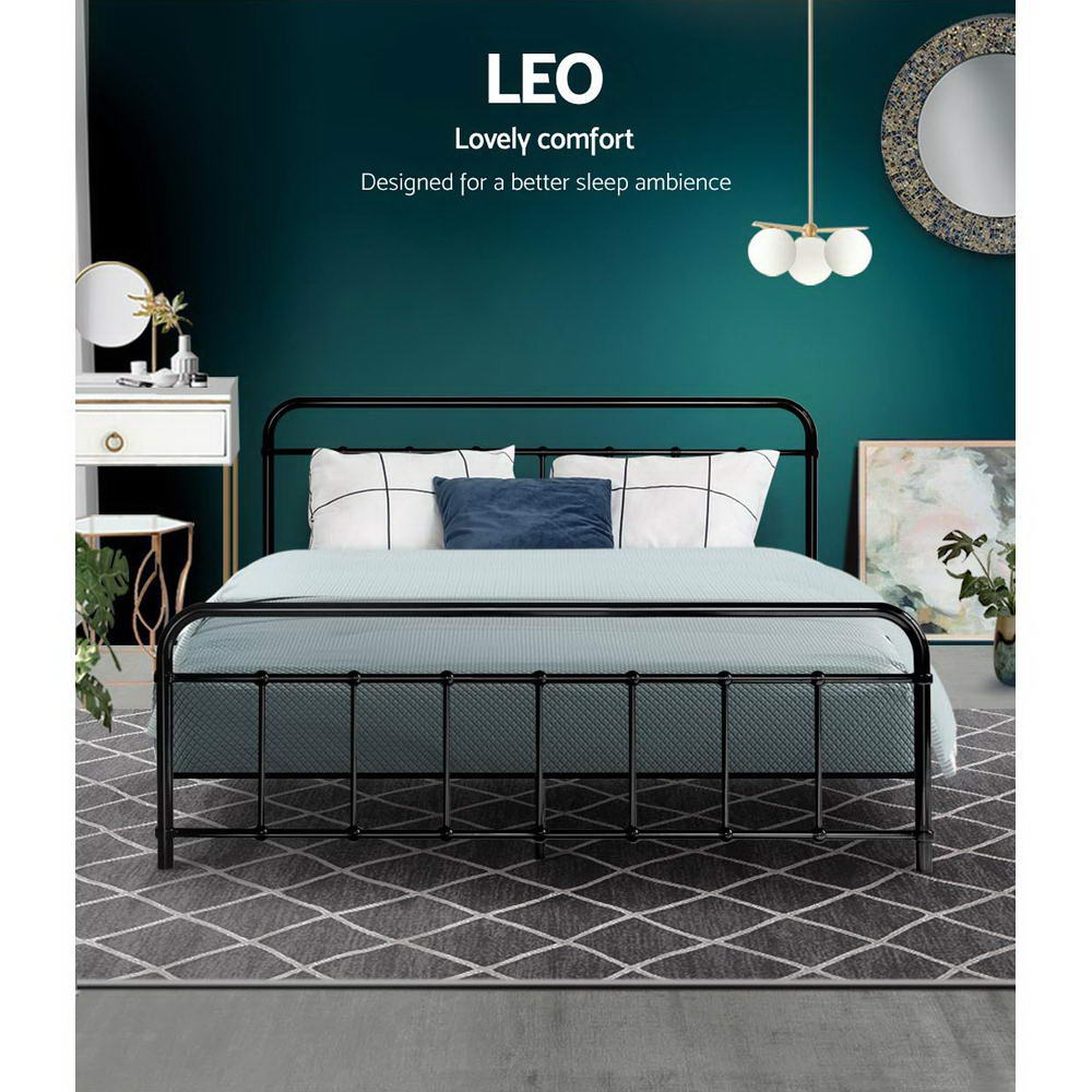 Bed Frame Metal Bed Frame LEO - Queen (Black) By Artiss