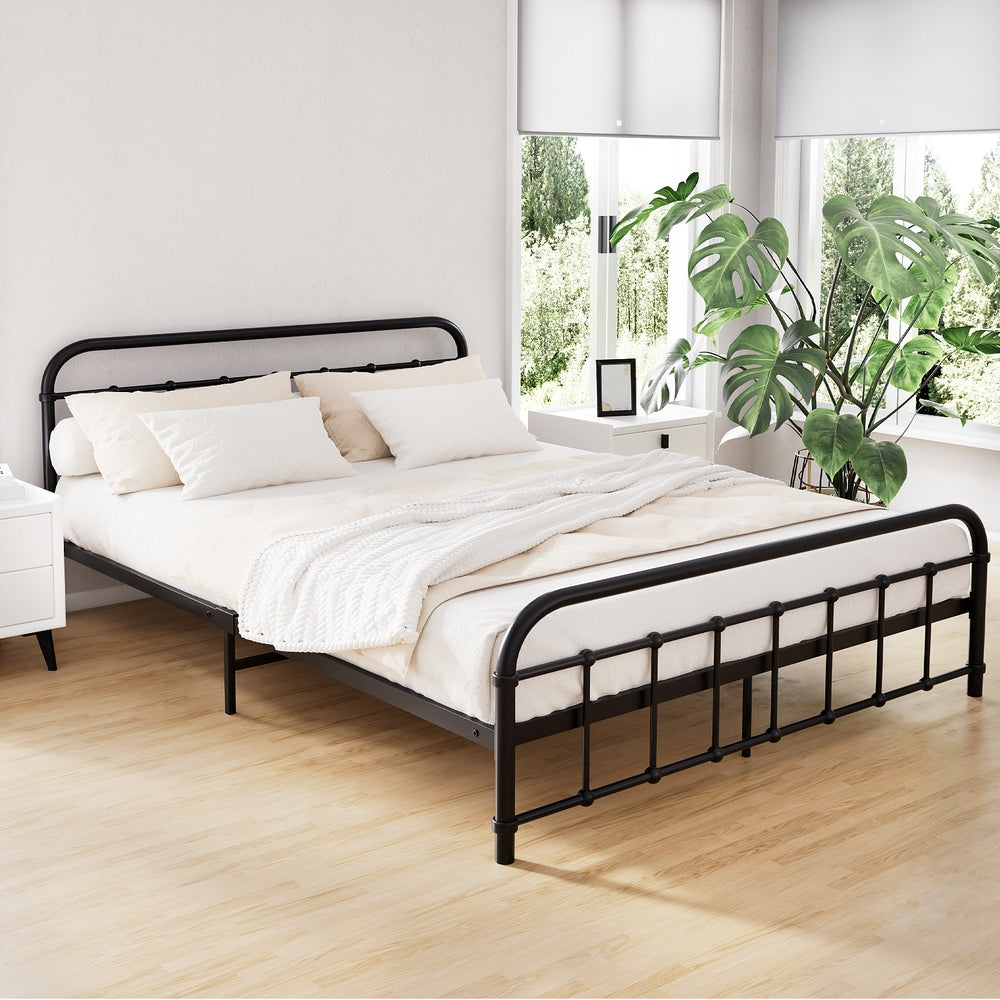Bed Frame Metal Bed Frame LEO - Queen (Black) By Artiss
