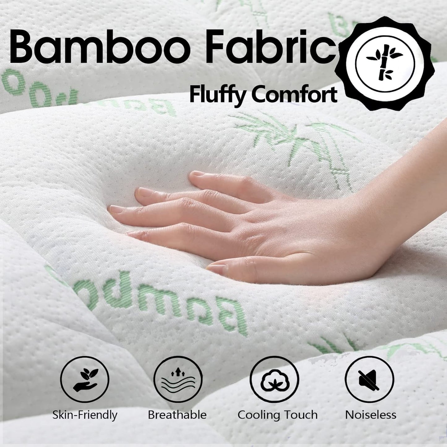 Bamboo Pillowtop Mattress Topper Luxury Bedding Mat Pad Protector Cover King Single 108 x 203 cm